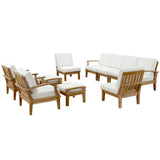 Cove 10 Piece Outdoor Patio Teak Set in Natural White