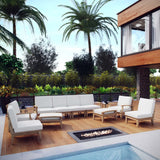 Cove 10 Piece Outdoor Patio Teak Set in Natural White