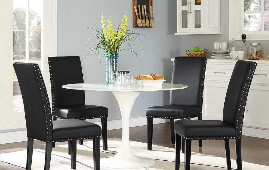 Maison Dining Faux Leather Side Chair in Black