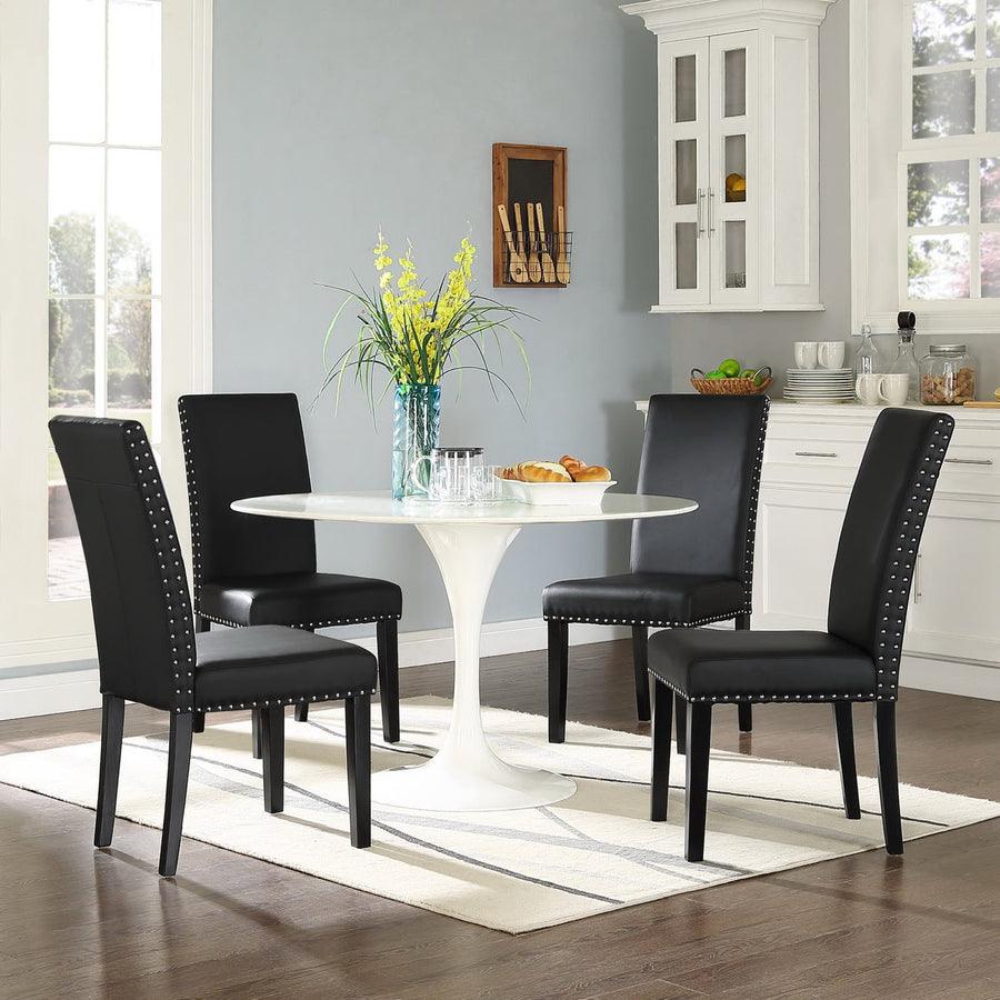 Maison Dining Faux Leather Side Chair in Black