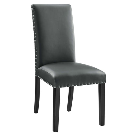 Parcel Dining Faux Leather Side Chair in Gray