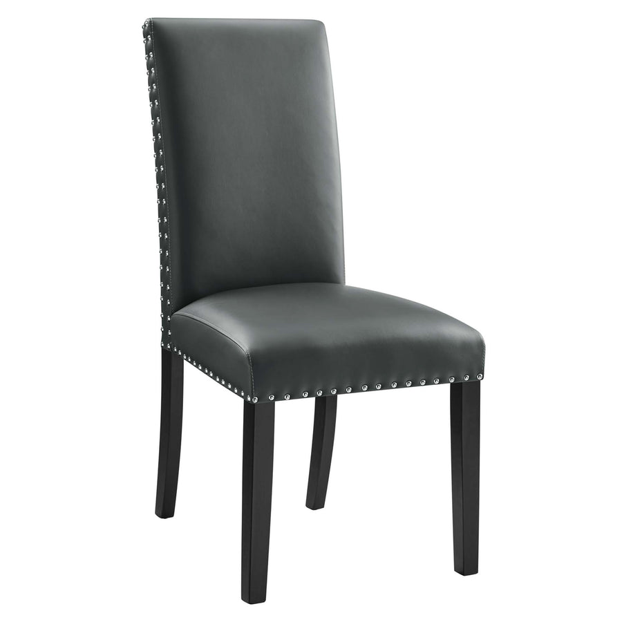 Maison Dining Faux Leather Side Chair in Gray