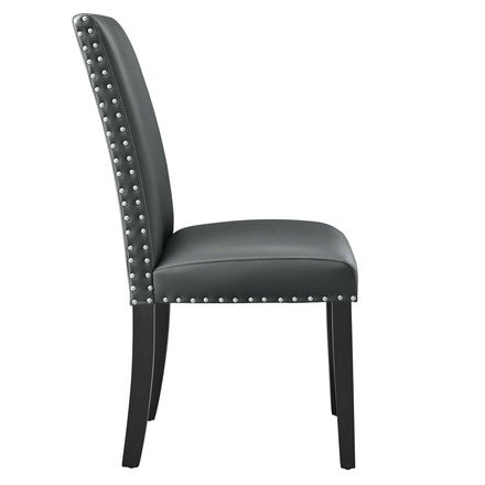 Parcel Dining Faux Leather Side Chair in Gray