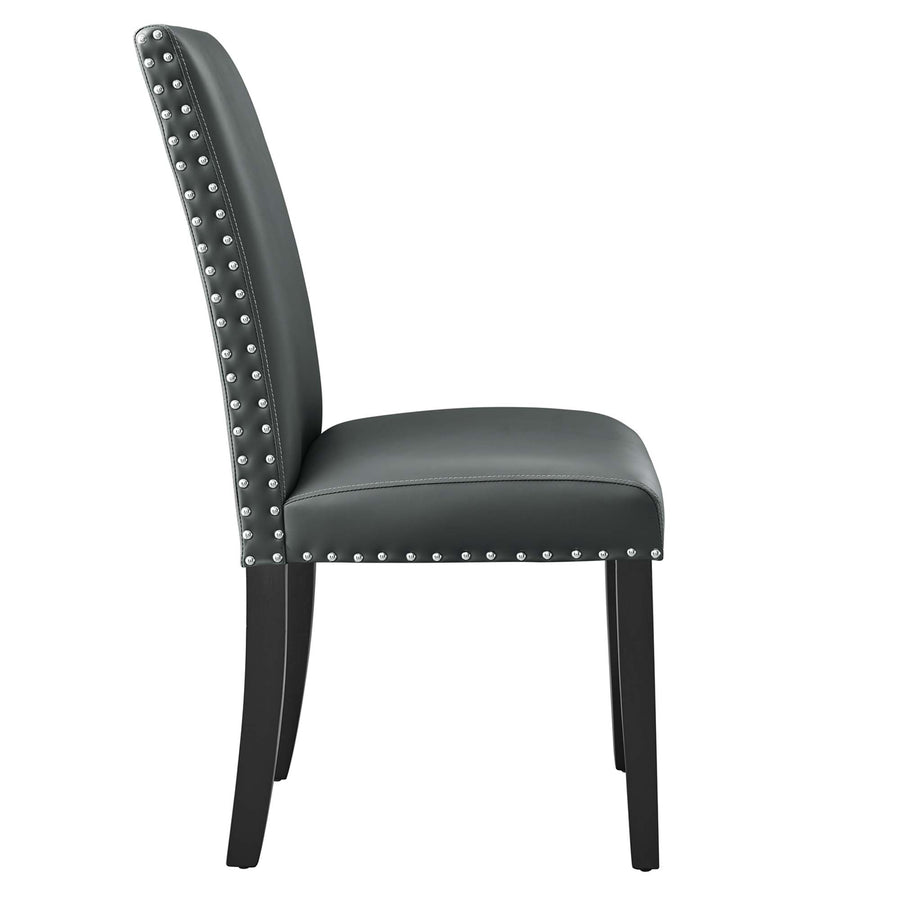 Maison Dining Faux Leather Side Chair in Gray