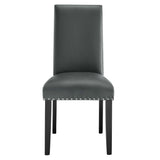 Maison Dining Faux Leather Side Chair in Gray