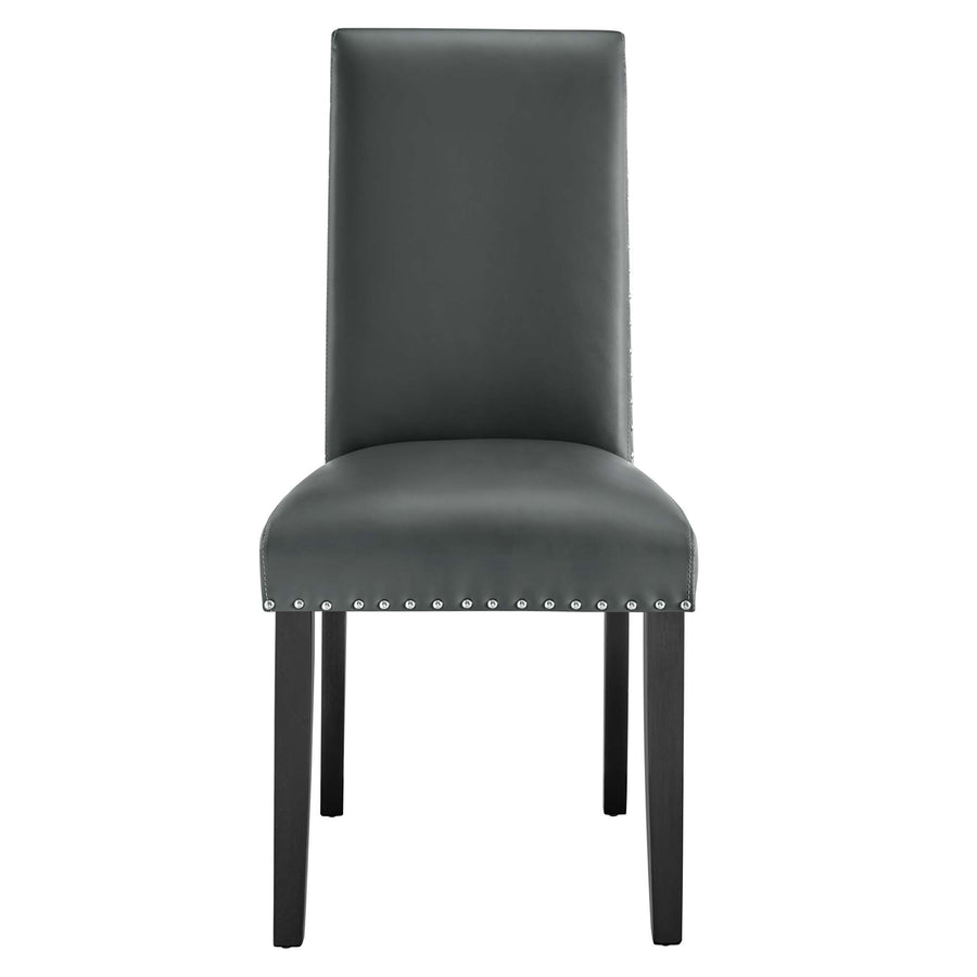 Maison Dining Faux Leather Side Chair in Gray