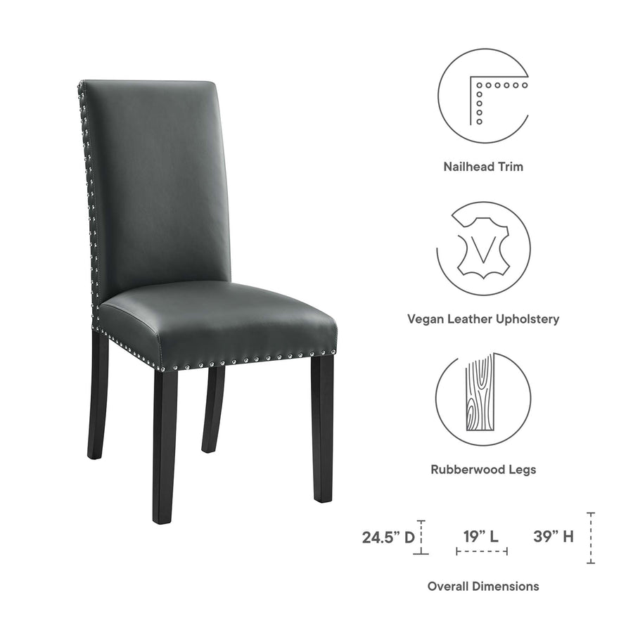 Maison Dining Faux Leather Side Chair in Gray