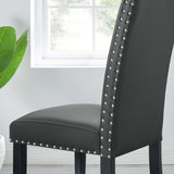 Maison Dining Faux Leather Side Chair in Gray