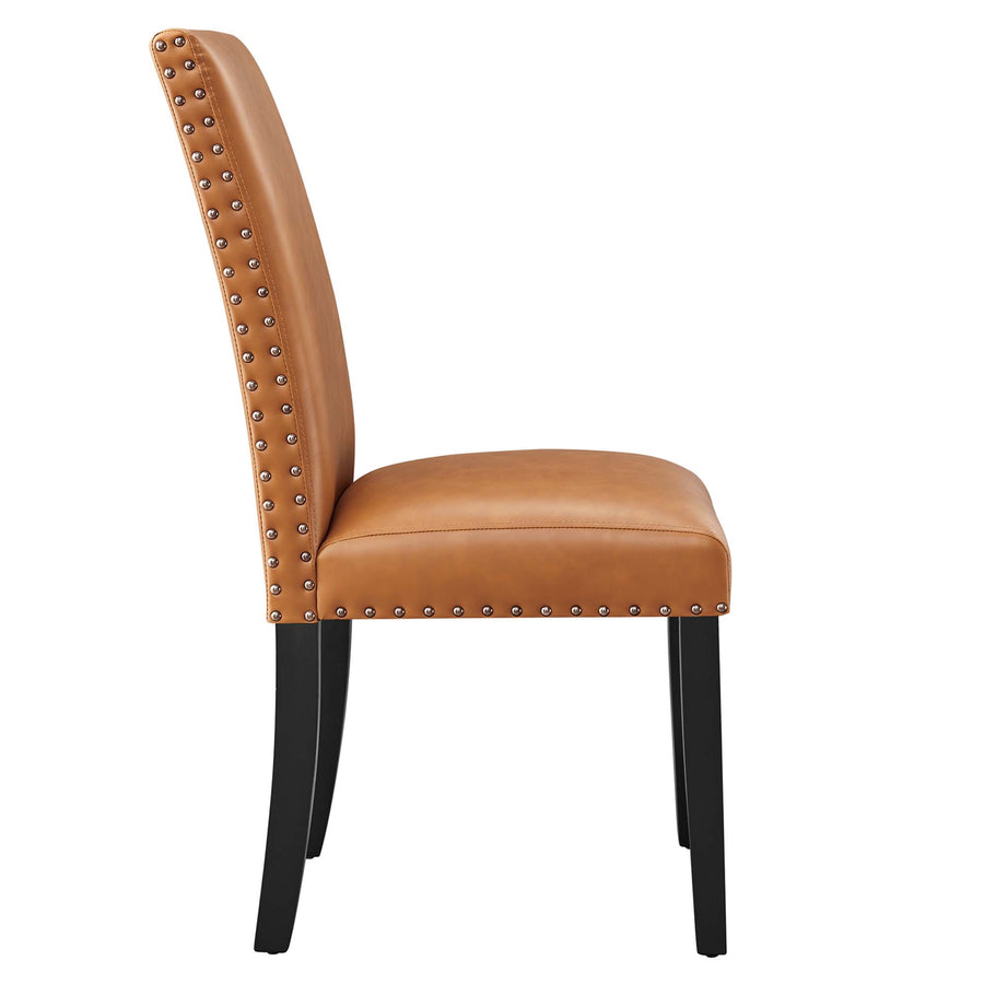 Maison Dining Faux Leather Side Chair in Tan
