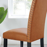Maison Dining Faux Leather Side Chair in Tan