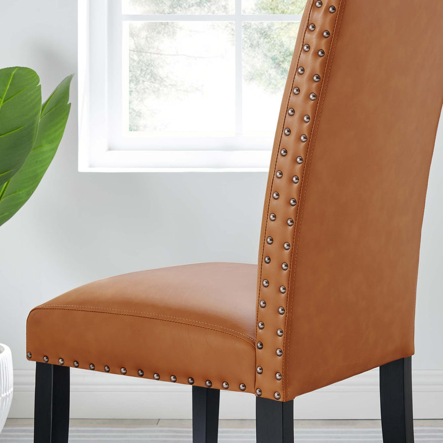 Maison Dining Faux Leather Side Chair in Tan