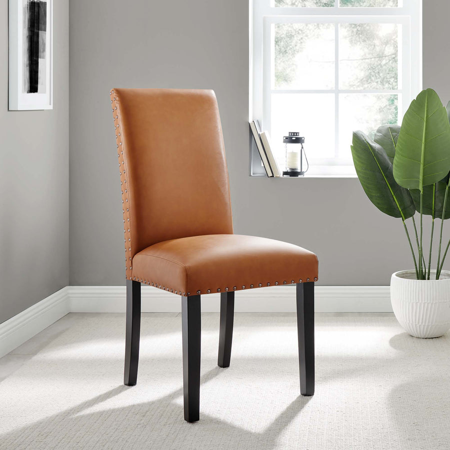 Maison Dining Faux Leather Side Chair in Tan
