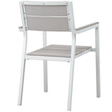 Marin Dining Outdoor Patio Armchair in White Light Gray