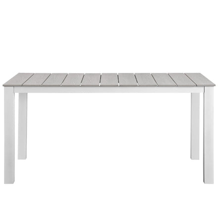 Maine 63" Outdoor Patio Dining Table in White Light Gray