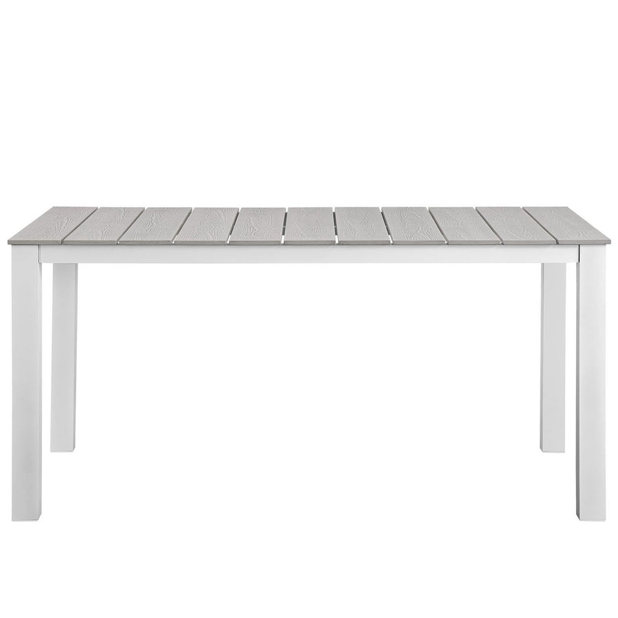 Marin 63" Outdoor Patio Dining Table in White Light Gray