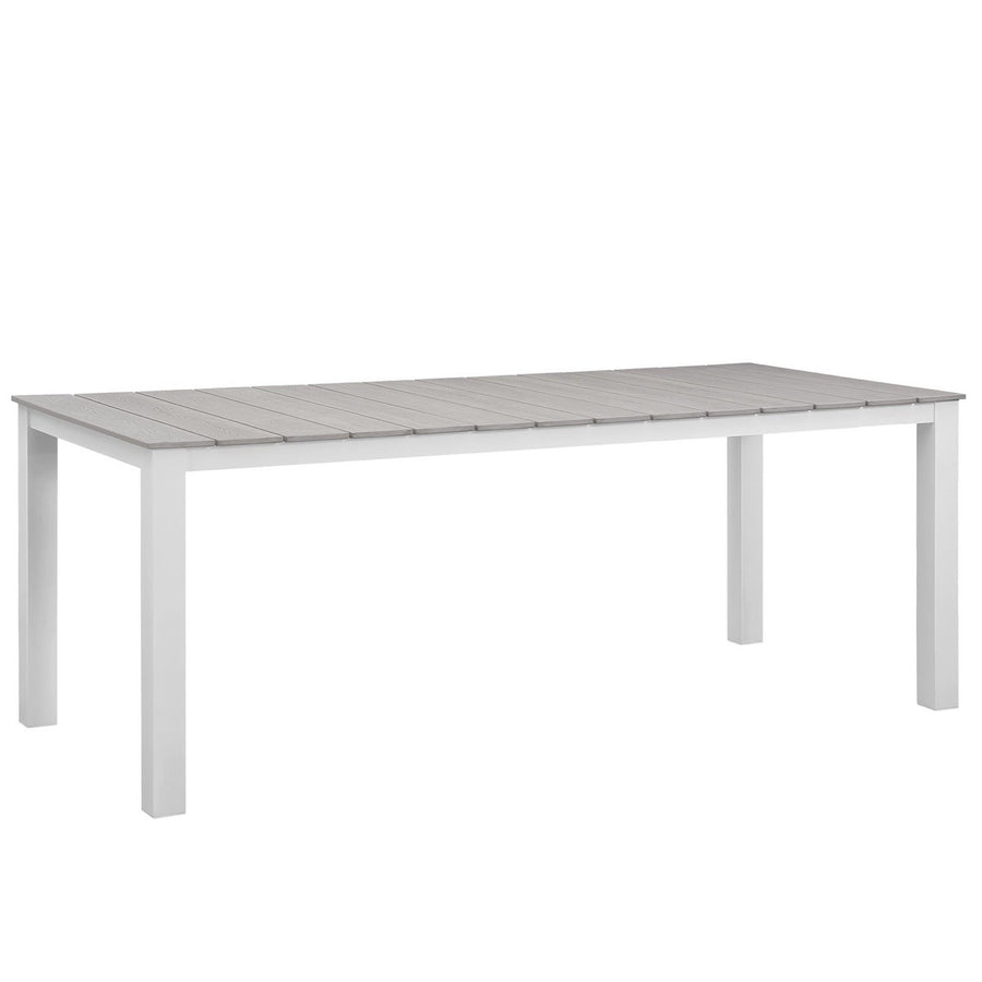 Marin 80" Outdoor Patio Dining Table in White Light Gray