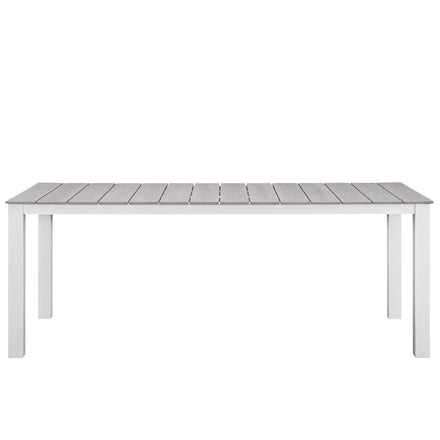 Maine 80" Outdoor Patio Dining Table in White Light Gray