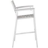 Marin Outdoor Patio Bar Stool in White Light Gray