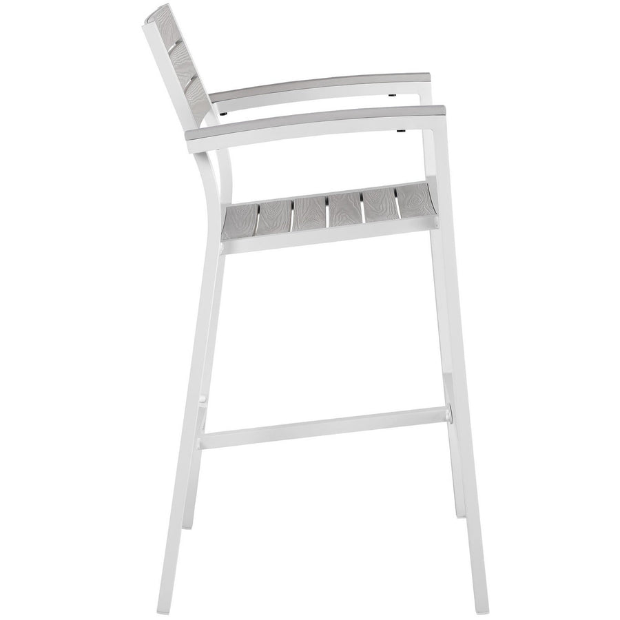 Marin Outdoor Patio Bar Stool in White Light Gray