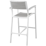 Marin Outdoor Patio Bar Stool in White Light Gray