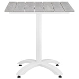 Marin 28" Outdoor Patio Dining Table in White Light Gray