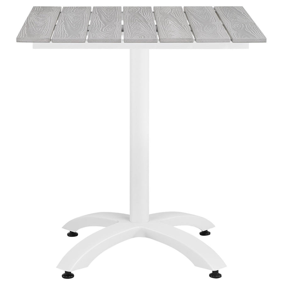 Marin 28" Outdoor Patio Dining Table in White Light Gray