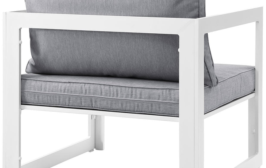 Lotus Outdoor Patio Armchair in White Gray