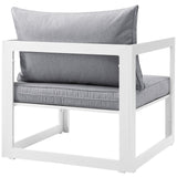 Lotus Outdoor Patio Armchair in White Gray