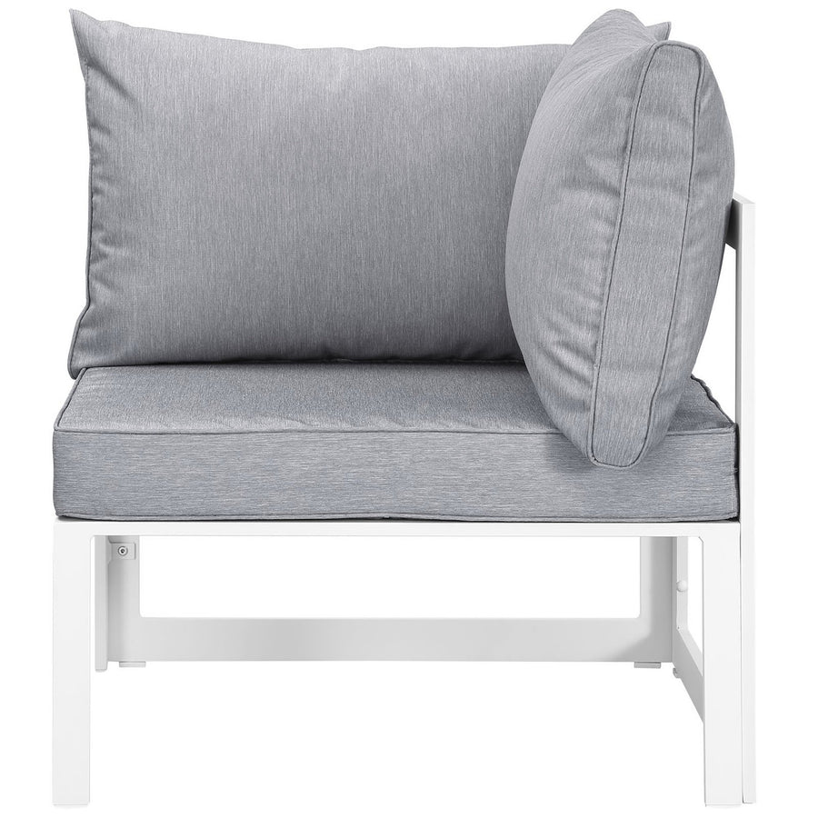 Lotus Corner Outdoor Patio Armchair in White Gray