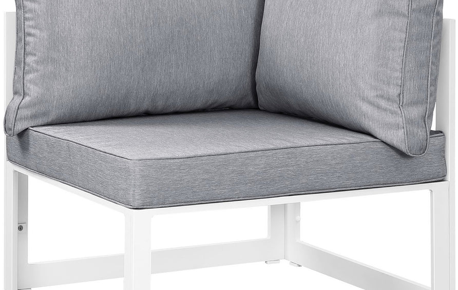 Lotus Corner Outdoor Patio Armchair in White Gray
