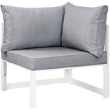 Lotus Corner Outdoor Patio Armchair in White Gray