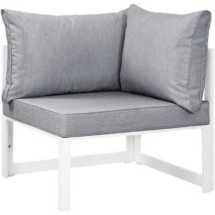 Fortuna Corner Outdoor Patio Armchair in White Gray