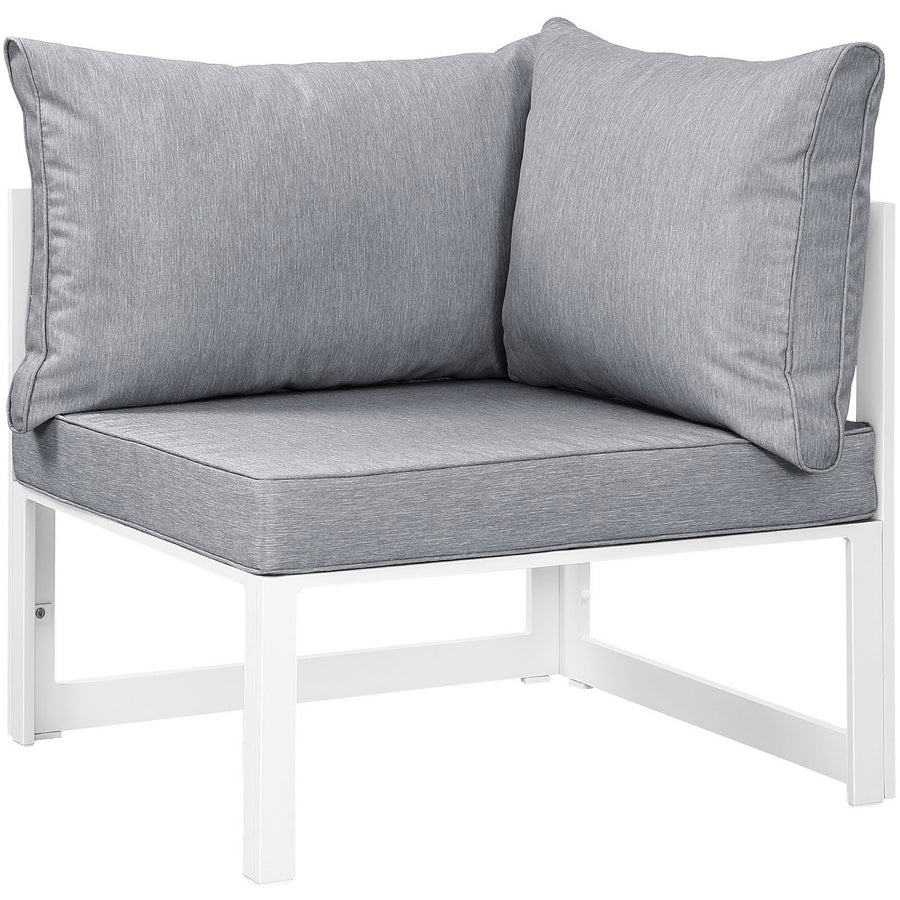 Lotus Corner Outdoor Patio Armchair in White Gray