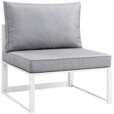 Lotus Armless Outdoor Patio Chair in White Gray