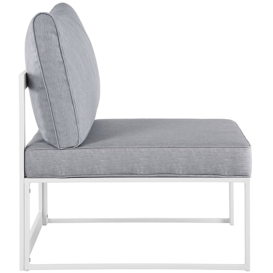 Lotus Armless Outdoor Patio Chair in White Gray