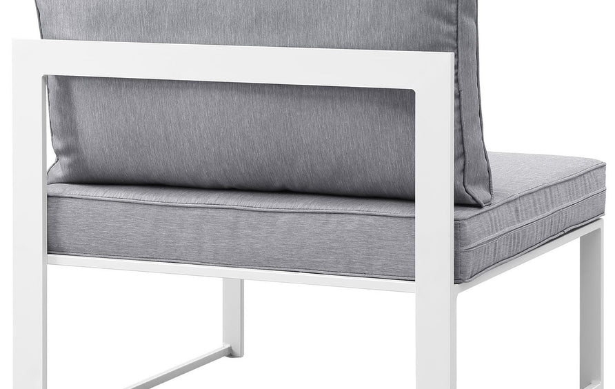 Lotus Armless Outdoor Patio Chair in White Gray