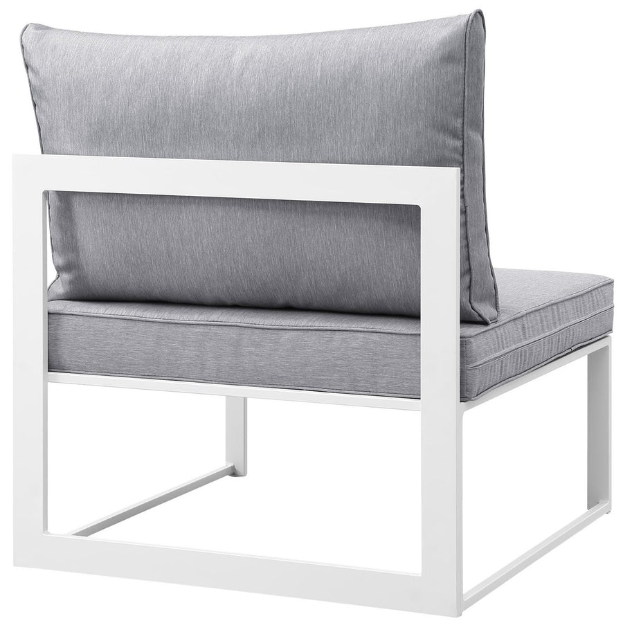 Lotus Armless Outdoor Patio Chair in White Gray