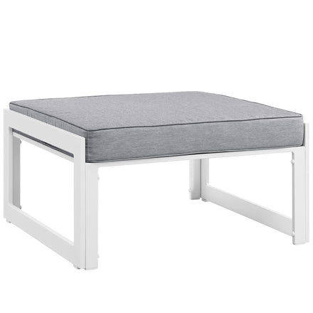 Fortuna Outdoor Patio Ottoman in White Gray