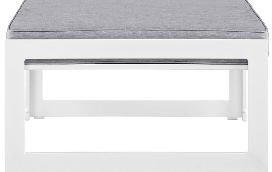 Lotus Outdoor Patio Ottoman in White Gray