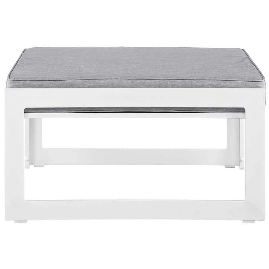 Lotus Outdoor Patio Ottoman in White Gray