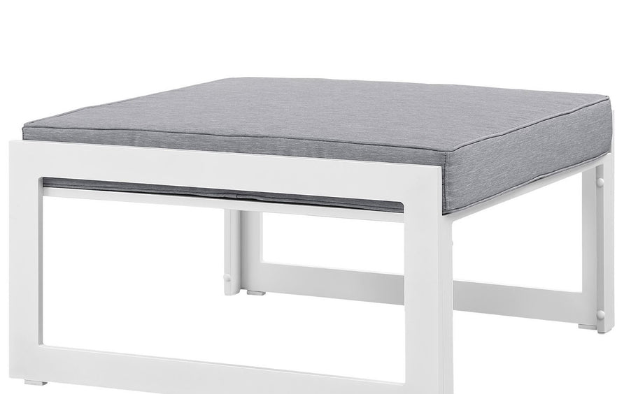 Lotus Outdoor Patio Ottoman in White Gray