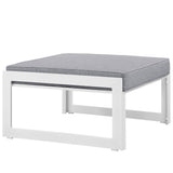 Lotus Outdoor Patio Ottoman in White Gray