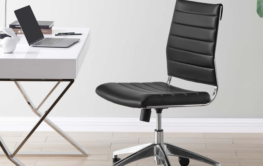 Vanilla Armless Mid Back Office Chair in Black