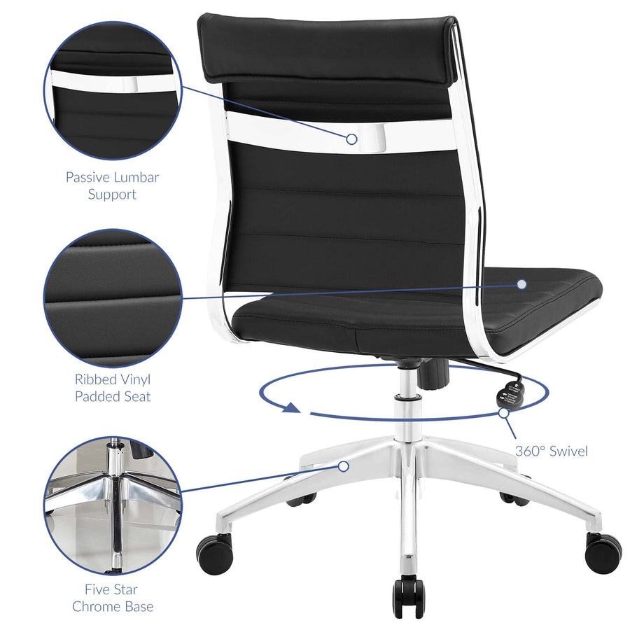 Vanilla Armless Mid Back Office Chair in Black