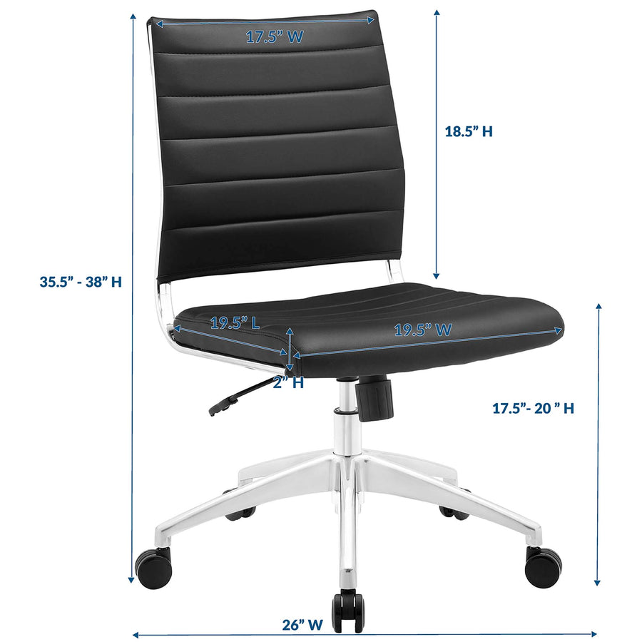 Vanilla Armless Mid Back Office Chair in Black