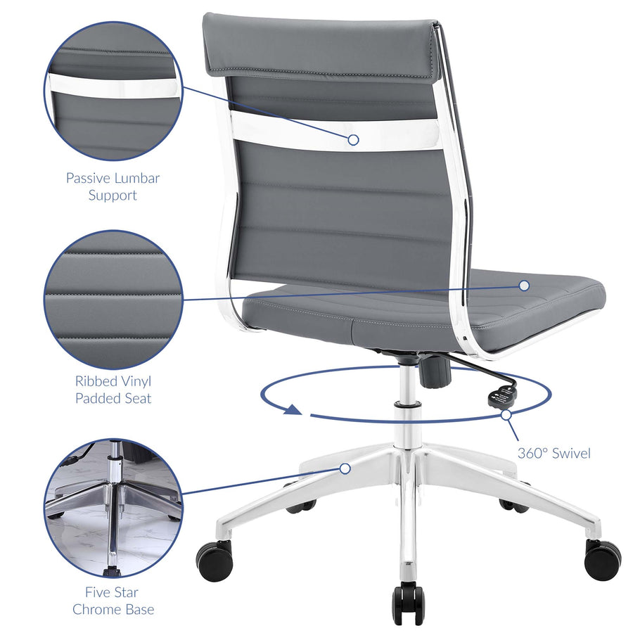 Vanilla Armless Mid Back Office Chair in Gray