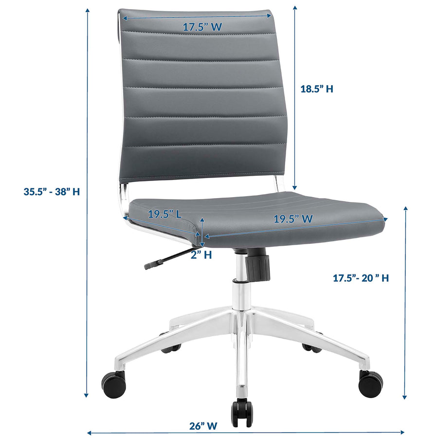 Vanilla Armless Mid Back Office Chair in Gray
