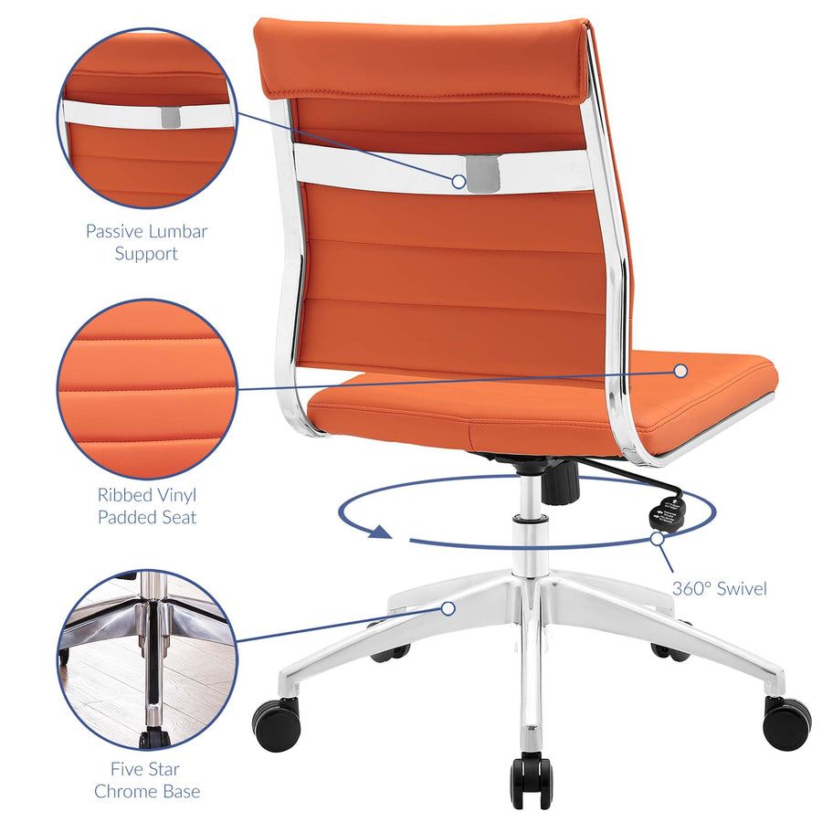 Vanilla Armless Mid Back Office Chair in Orange