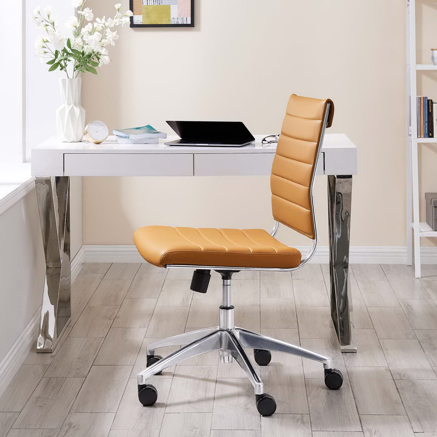 Vanilla Armless Mid Back Office Chair in Tan