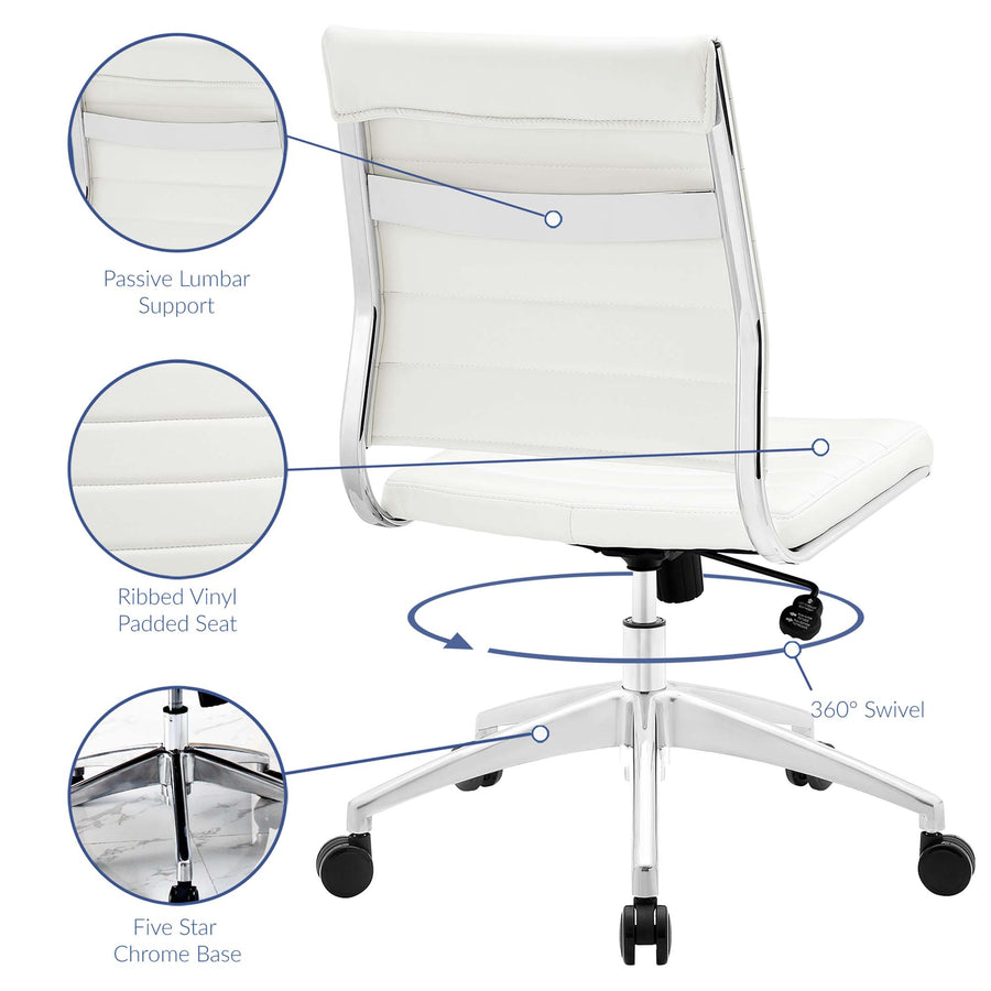 Vanilla Armless Mid Back Office Chair in White
